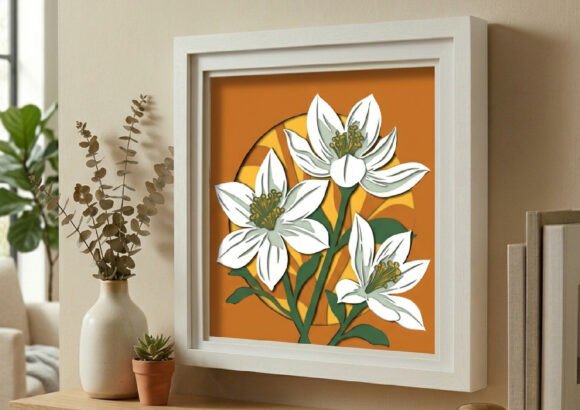 Crafting Depth: Integrating the White Narcissus Flower 3D Shadow Box into Your Creative Workflow