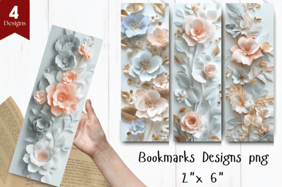 Elevate Your Reading Rituals with 3D Flowers Bookmark PNG Design