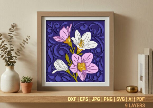 Elevating Interior Design with the Floral Freesia 3D Layered Shadow Box