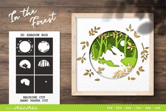 Hare in the Forest 3D Shadow Box SVG Template